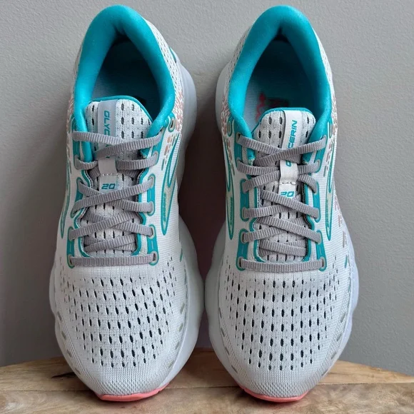 Brooks Glycerin 20 Running Shoes Women’s 9 Gray Coral Latigo Bay Aqua Blue - Picture 9 of 11